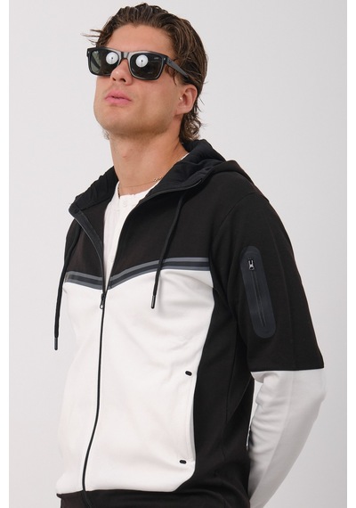 Dechers Erkek Siyah Tech Fleece Double Face Kapüşonlu Fermuarlı Eşofman Takımı - E228 Beyaz Dechers Erkek Siyah Tech Fleece Double Face Kapüşonlu Fermuarlı Eşofman Takımı - E228 Beyaz