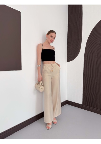 Verymoda Keten Pantolon D2381 Taş