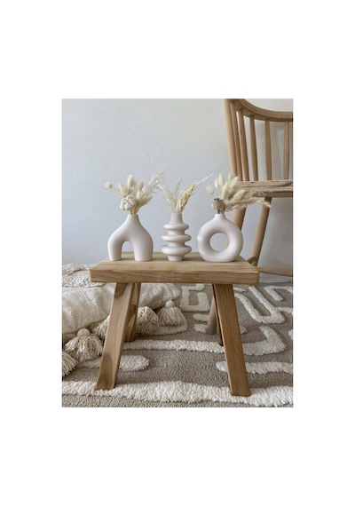 10 Cm Minimal Vazo Set 3'lü Bohem Biblo Minyatür Dekoratif Vazo Seti Ham Beyaz