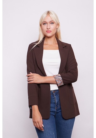 Yakalı Cepli Uzun Kol Kolu İsterse Katlanabilen Pamuklu Kumaş Blazer Ofis Ceket-kahve Kahve Yakalı Cepli Uzun Kol Kolu İsterse Katlanabilen Pamuklu Kumaş Blazer Ofis Ceket-kahve Kahve