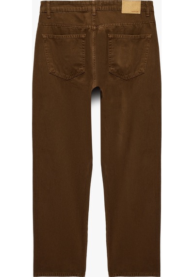 Koton Cepli Normal Bel Pamuklu Vintage Straight Fit Jean Pantolon Haki 7wam40261nd