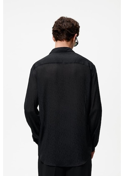 Zara Geometrik Jakarlı Gömlek 4127-299 Siyah