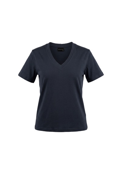 Goffra Kadın Vision V Yaka Premium Kalite Yoğun Dokulu Pamuklu T-shirt Lacivert W102-r0220-08