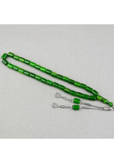 Katalin Çubuk Alpaka Püsküllü Kapsül Kesim 9x13mm Tesbih - Yeşil
