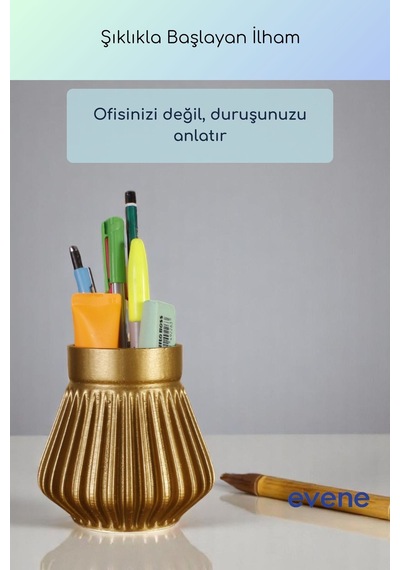 Kalemlik Masa Kalemliği Organizer Kalemlik Altın Renk Model 83 Çok Renkli
