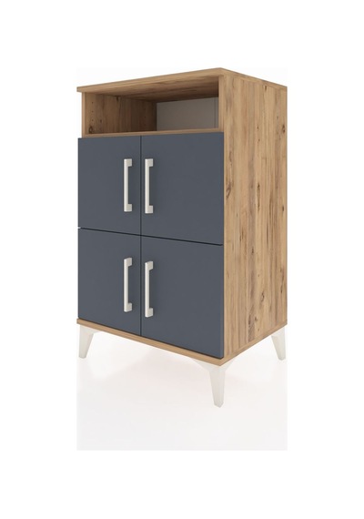 Hyperion Komodin 2 Raflı 4 Kapaklı 60x44x96 Çam-antrasit Çam