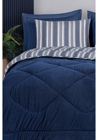 Comfort Set Yeni Nesil Wellsoft Yorganlı 2 Parça Tek Kişilik Soft Line Lacivert Lacivert