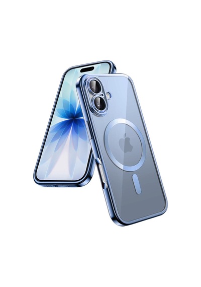Teknomoda Apple Uyumlu iPhone 17 Kılıf Kamera Lens Korumalı Renkli Magsafe Şeffaf Silikon Mavi Mavi