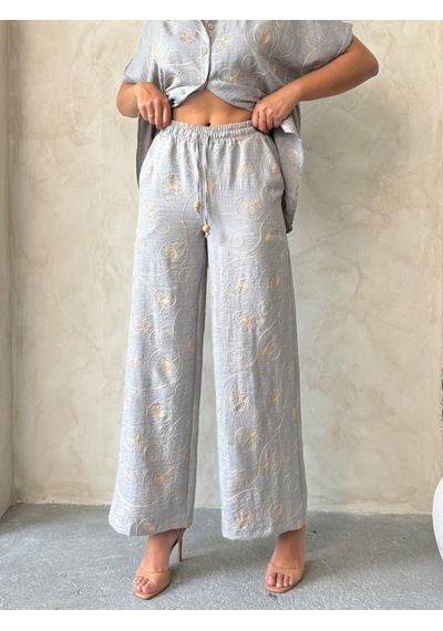 Verymoda Nakışlı Pantolon F1900 Gri Dsn2
