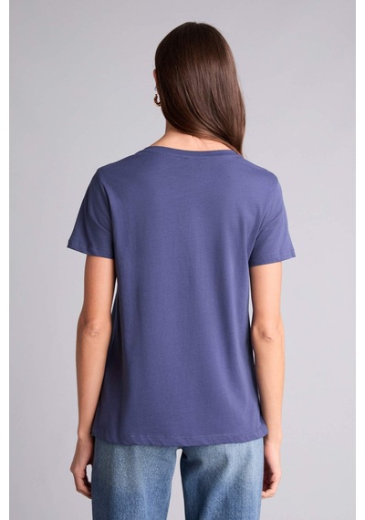 Defacto Baskılı İndigo Kadın T-shirt H1384ax/ın231