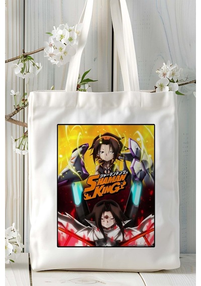 Art Hediye Shaman King Baskılı Bez Omuz Çantası Kişiye Özel Model 3 Çok Renkli