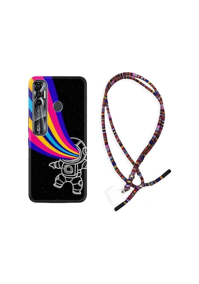 Tecno Spark 7 Pro Kılıf Rasta Boyun Askılı Colorful Astronot 1727