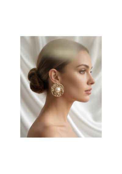 Vintage Model Şık Kadın Küpe Beyaz Beyaz