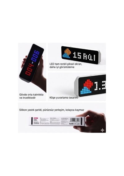 Ulanzi Tc001 Smart Pixel Saat Akıllı Led Masa Saati Beyaz