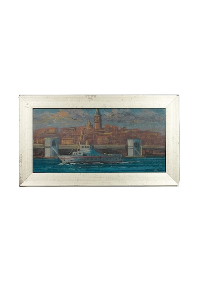 Galata Silüeti Önünde Şehir Hatları Vapuru 20 x 35 CM