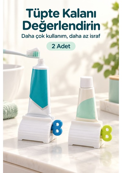 Çevirmeli Diş Macunu Sıkacağı Tüp Sıkma Aparatı 1 Adet Beyaz Gövde, Çevirme Kolu Karışık Renk