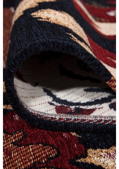 Kırmızı Renkli Afgan Tarzı Altı Kaymaz Yıkanabilir Şönil Kilim-487