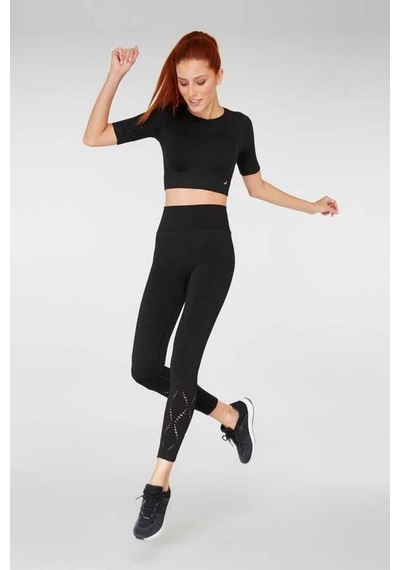 Jerf Naples Kısa Kol Crop Top Econyl Siyah