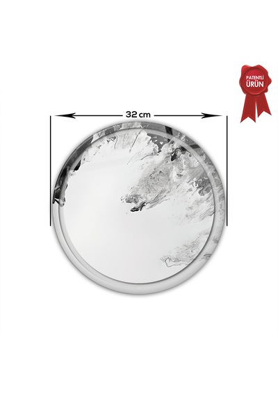 Kanallı Cam Kesme Tahtası - Black Wave - Çap32cm-patentli Ürün