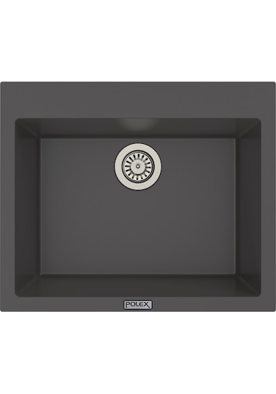 Polex Cristalüx Granit Evye P-X60 Antrasit Tezgah Altı Ve Tezgah Üstü Kare Mutfak Evyesi 60x50 CM
