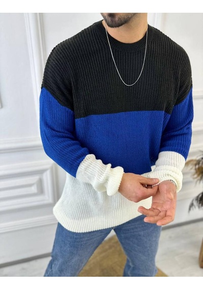 Elku Moda Kazak Oversize Tüylenmez Naturel Pamuk Örme Triko Kazak Beyaz