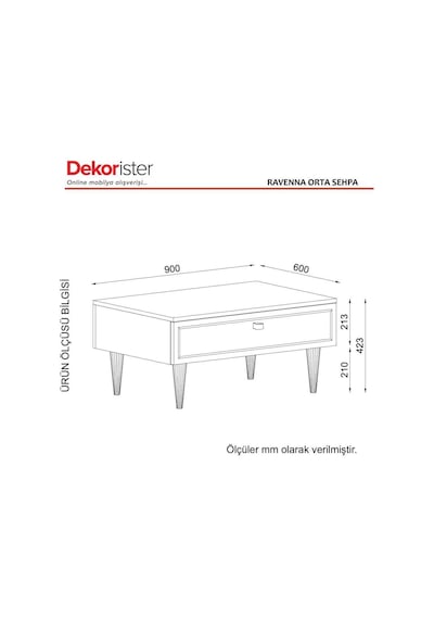 Dekorister Exclusive Ravenna Orta Sehpa Beyaz-Mermer