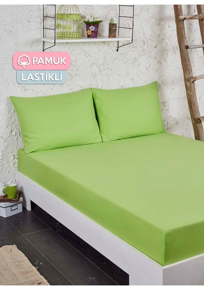 Tek Kişilik Ranforce Kumaş Lastikli Fitted Çarşaf Takımı Yeşil