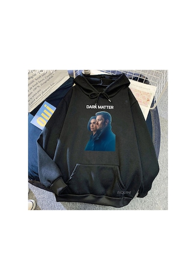 Tarzsokak Siyah Unisex Karanlık Madde Tv Grafik Hoodiesekler Cep Giyim İle Streetwear Güzse