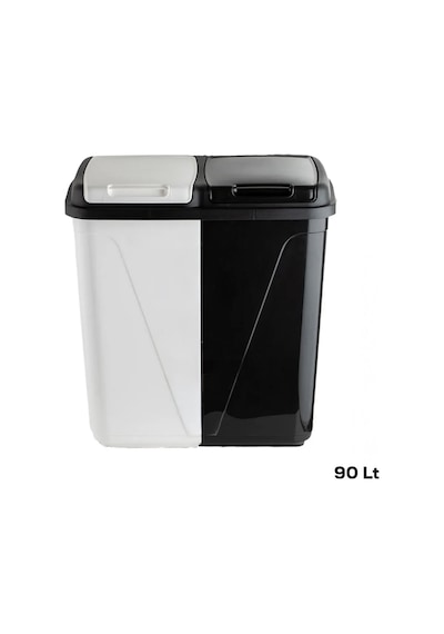 Porsima 0047 Çift Gözlü Etiketli Çamaşır Sepeti 90 L Beyaz - Siyah