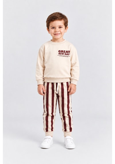 Ahengim Erkek Çocuk Great New Day Baskılı Sweatshirt Ve Çizgili Eşofman Altı 2 Li Takım Ak124 Bordo Ahengim Erkek Çocuk Great New Day Baskılı Sweatshirt Ve Çizgili Eşofman Altı 2 Li Takım Ak124 Bordo