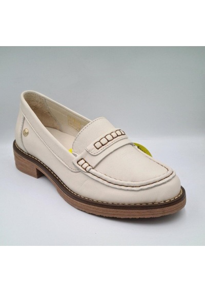Mammamia D25ya-3260 Kadın Deri Loafer Ayakkabı Bej Pen/taba Pen
