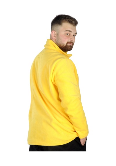Mode Xl Erkek Sweat Polo Yaka Yarım Fermuarlı Polar 22548 Sarı 001