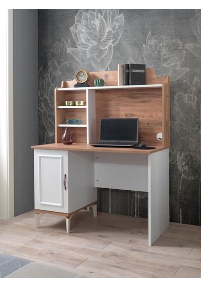 Genç Odası Trend Yarım Kitaplıklı Çalışma Masası 110x60x144cm