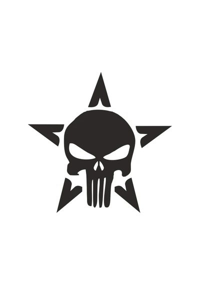 Yıldız Punisher Kurukafa Kuru Kafa Araba Sticker 23cm