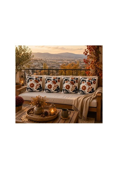 Bohem Çiçek Desenli Punch Görünümlü Kiremit Siyah 4'lü Set Dekoratif Kırlent Kılıfı 43x43 Cm - Dijital Baskılı Yastık Kılıfı Krem Krem Bohem Çiçek Desenli Punch Görünümlü Kiremit Siyah 4'lü Set Dekoratif Kırlent Kılıfı 43x43 Cm - Dijital Baskılı Yastık Kılıfı Krem Krem
