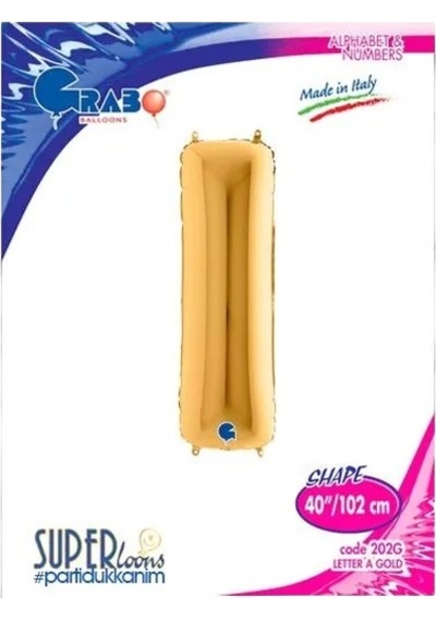 Folyo Harf ''ı'' Harfi Gold-altın Renk 40 Inc 100 Cm Grabo Doğum Günü Balonu Çok Renkli