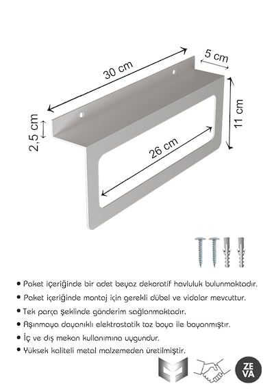 Beyaz Metal Havluluk Dayanıklı Banyo Ve Mutfak Düzenleyici Beyaz