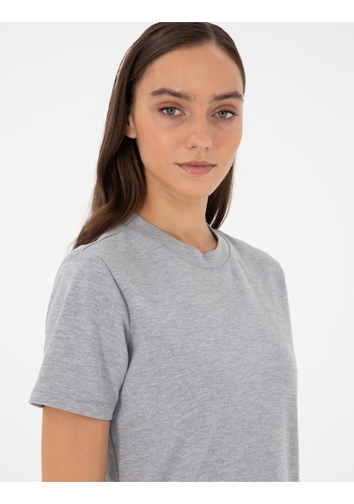 Pierre Cardin Kadın Gri Melanj Tişört 50288572-vr086 Gri Melanj