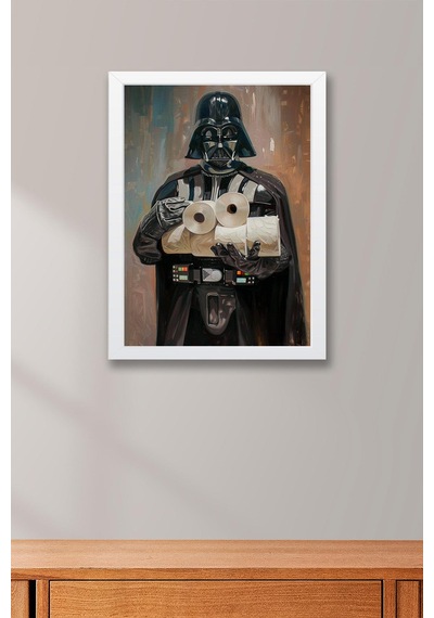 Tuvalet Kağıdı Tutan Darth Vader Çerçeveli Tablo - Wc Tuvalet İçin Tablo