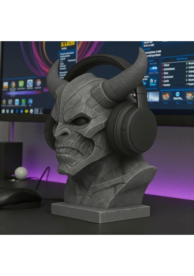 Happy3dworld Siber İblis Kulaklık Standı, 3d Baskı Cyberpunk Büst Dekor