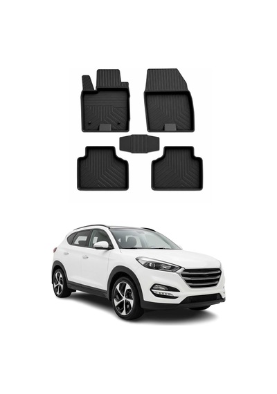 Tr Hyundai Tucson 3 2015-2021 Uyumlu 4d Havuzlu Paspas Siyah 5 Parça Genel