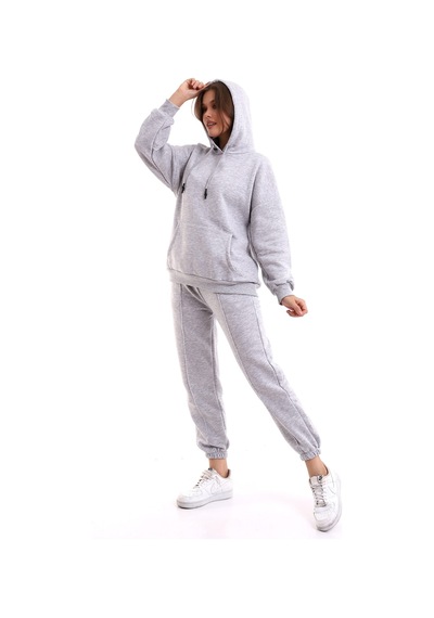 Winmoda34 Boyfriend Oversize Eşofman Takımı Kapüşonlu Gri
