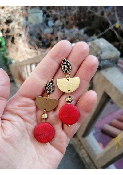 El Yapımı Tasarım Boncuk Küpe Şık Hediyelik Model C0d0ae Çok Renkli