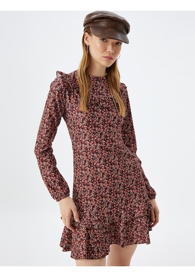 Koton Mini Çiçekli Elbise Uzun Kollu Fırfırlı Katlı Volanlı Dik Yaka Slim Fit Kahverengi Desenli 5wal80011ık Kahverengi Koton Mini Çiçekli Elbise Uzun Kollu Fırfırlı Katlı Volanlı Dik Yaka Slim Fit Kahverengi Desenli 5wal80011ık Kahverengi