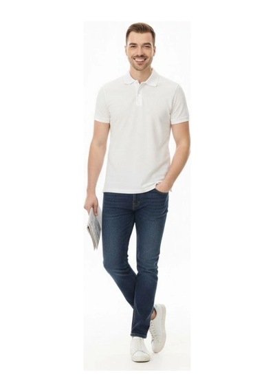 Barlashive Erkek Polo Yaka Düğmeli Pike Kumaş Tişört Regular Fit Kısa Kol T-shirt - Beyaz Çok Renkli