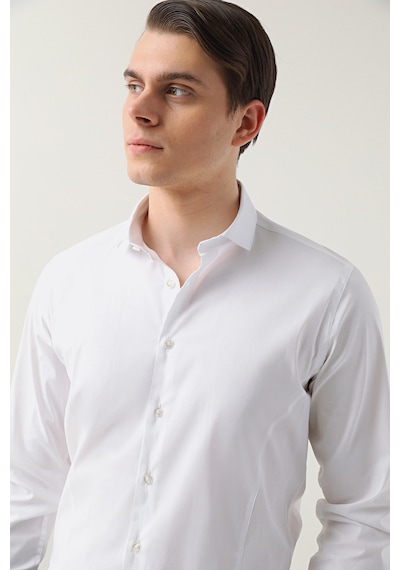 Twn Slim Fit Beyaz Düz Gömlek 5ee02ee44288m 801