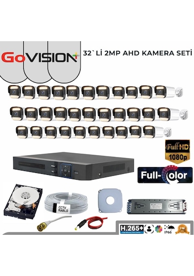 32 Li 2mp Full Color 3.6mm Lens 1080p Fullhd Warmled Ahd 32 Kanal Bullet Set