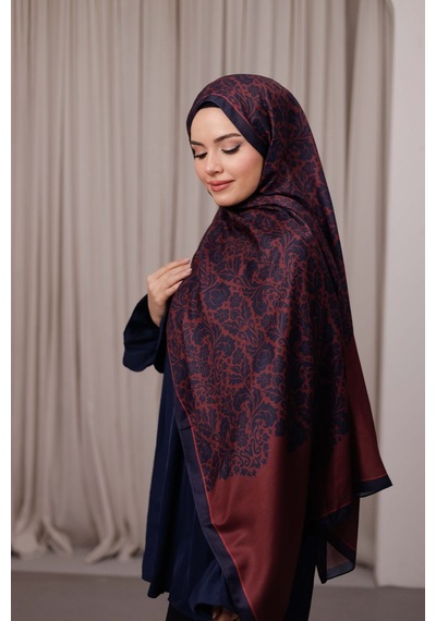 Mimiyum Nevra Desen Soft Şal Lacivert Bordo Çok Renkli