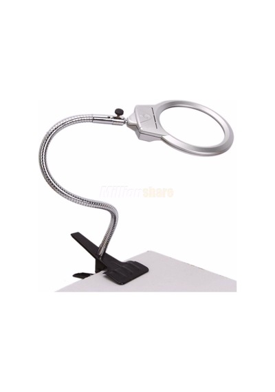 Led Işıklı Mandallı Büyüteç 130 Mm Işıklı Masa Lambası Pilli
