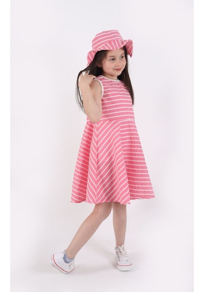 Aden Kids Kız Çocuk Çizgili Yazlık Elbise Ve Şapka Takımı - 2'li Set 4-12 Yaş, Pembe, Mavi, Bej, Bordo Aden Kids Kız Çocuk Çizgili Yazlık Elbise Ve Şapka Takımı - 2'li Set 4-12 Yaş, Pembe, Mavi, Bej, Bordo